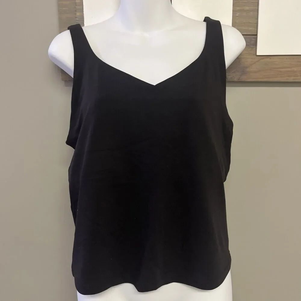 Offline Aerie Black V-neck Sports Bra Built-in Shelf Scooped Back Bra XL